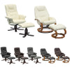 Faux Leather Swivel Recliner Chair Wooden Base w/Foot Stool Armchair Home Office