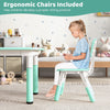 Height Adjustable Toddler Desk and Chairs Set with Graffiti Desktop (Green)