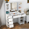 White Dressing VanityTable Wood Makeup Desk with LED Mirror 6 Drawers 2 cabinet