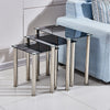 Square Nest of 3 Tables Glass Nested Side End Tables Set Black Modern Home Decor