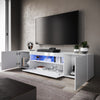 200cm High Gloss White TV Stand Cabinet Unit Doors Storage with RGB LED Cupboard