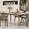 Contemporary Rectangular Dining Table 160cm Marble Top with Tempered Glass Board