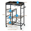 4-tier Kitchen Island Serving Cart w/Removable Wood Top Rolling Utility Cart