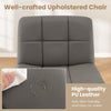 PU Leather Upholstered Armless Cross Legged Office Desk Chair No Wheels(Grey)