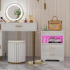 LED Nightstand Bedside Table Storage Cabinet with Charging Station & 2 Drawers