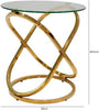 Gold Round Side Table for Living Room Tempered Glass Top Sofa Table Metal Base