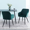 2pcs Dining Chairs Armchairs Velvet Upholstered Soft Padded Seat Back Metal Legs