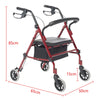 Lightweight Foldable Aluminium Rollator Walking Frame Wheeled Walker Padded Seat