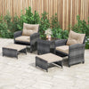 5 Pieces Patio Furniture Set Outdoor Chairs w/Space-saving Ottomans Brown