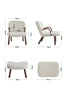 Lambwool Armchair Recliner Chair Button Back Occasional Sleeper Sofa w/Footstool
