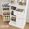 Tall Kitchen Cabinet 4 Door 2 Drawer Buffet Storage Glass Cupboard White Display