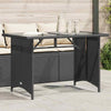Garden Table with Glass Black 110x68x70 Poly Rattan L9H6