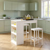 3 Piece Breakfast Bar Table Set with 3 Tier Storage Shelves White Stools & Table