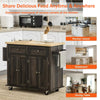 Butcher Block Wood Kitchen Cabinet Rolling Kitchen Island Storage Trolley Cart