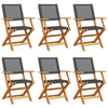 Folding Garden Chairs 6 pcs Black Poly Rattan and Solid Wood J8S7