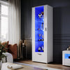 White High Gloss all Display Cabinet Cupboard Storage Sideboard with LED Lights