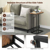 Heavy-duty Metal Frame End Table C-Shaped Side Table w/ Adjustable Feet