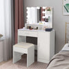 Vanity Set with 10 LED Bulbs, Makeup Table with Cushioned Stool Storage Shelves