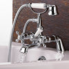 Traditional Bath Shower Mixer Tap With 3 Way Square Rigid Riser Rail Kit *WN
