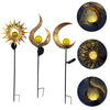 Solar Powered Sun/Half Moon/Flame LED Stake Light Warm White Garden Outdoor Lamp