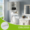Bathroom Storage Shelf Over Toilet, 60x20x170cm, White Cabinet Unit