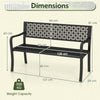 Outdoor Metal Loveseat Chair with Patterned Backrest-Black