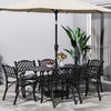 7 Piece Patio Dining Set with Garden Umbrella Table & 6 Chairs Outdoor Furniture