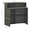 5 Piece Garden Bar Set with Cushions Poly Rattan Grey