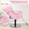 Hydraulic Pump Shampoo Chair Reclining Salon Chair w/Adjustable Height-Pink