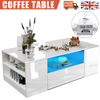 High Gloss Coffee Table With Storage 2 Drawer Wooden Living Room RGB LED Lights