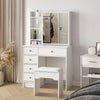 Dressing Table Wood Makeup Desk with Slide Mirror 5 Drawers Stool Bedroom White
