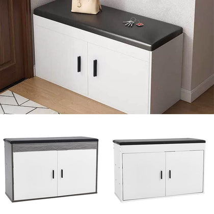 2 Door Shoe Cabinet Bench Storage Cupboard Wooden Stand Shoes Rack Footwear Unit
