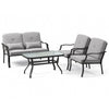 4Pcs Garden Patio Conversation Furniture Set Metal Outdoor Sofa Set w/Cushions