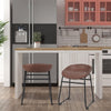 Set of 2 Bar Stool Vintage Rustic Kitchen Pub Bar Chairs High Back Sunken Seat