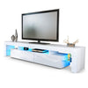 160cm TV Unit Cabinet Stand White High Gloss Front & Matt Body RGB LED Lights