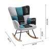 Patchwork Fabric Wing Back Rocking Chair Sofa Leisure Rocker Recliner Armchair