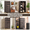 Bedroom Clothes Organizer Storage Cabinet Wicker Wardrobe-Coffee