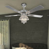 52In 5 Chrome Blades Ceiling Fan Crystal Light 3 Speed Reversible Motor w/Remote