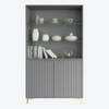 Display Cabinet I 175cm Sideboard I Grey Matt Gold Legs Doors I Glass Shelves