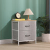 2 Drawers Side Table with Fabric Drawer Wood Tabletop Storage Bedside Table Grey