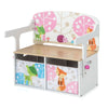 3 in 1 Kids Convertible Activity Bench Children Table &Chair Set Toy Storage Box