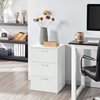 White Bedside Table with 3 Drawers and Metal Handles for Bedroom