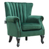 Upholstered Velvet Armchair Sofa Queen Anne Legs Tub Chair Studded Emerald Green