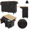 Kitchen Storage Trolley Rolling Island Cart with Drop Leaf Countertop, Cabinet