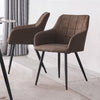 Set of 2 Faux Leather Dining Chairs Brown Armchair Kitchen Restaurant Modern