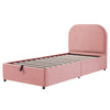Kids Velvet Single Bed 90x190cm with Hydraulic Storage for Small Bedrooms, Pink