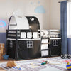 Bunk Bed with Curtains White and Black 90 x 200 Solid Z6E3