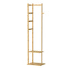 155cm Tall Bamboo Garment Rack Coat Hat Stand with 2 Shelf 3 Hooks Hanger Closet