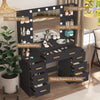 7 Drawers Makeup Vanity Set Large LED Lighted Mirror Dressing Table Dresser Desk