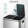 30L/45L/60L Dual Step Stainless Steel Double Bucket Trash Can Rubbish Pedal Bin